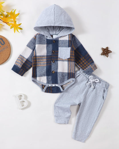 Renotemy Newborn Baby Boy Clothes Infant Boy Outfits Baby Hoodie Romper Fall Winter 0 3 6 9 12 18 Months Baby Clothes for Boy