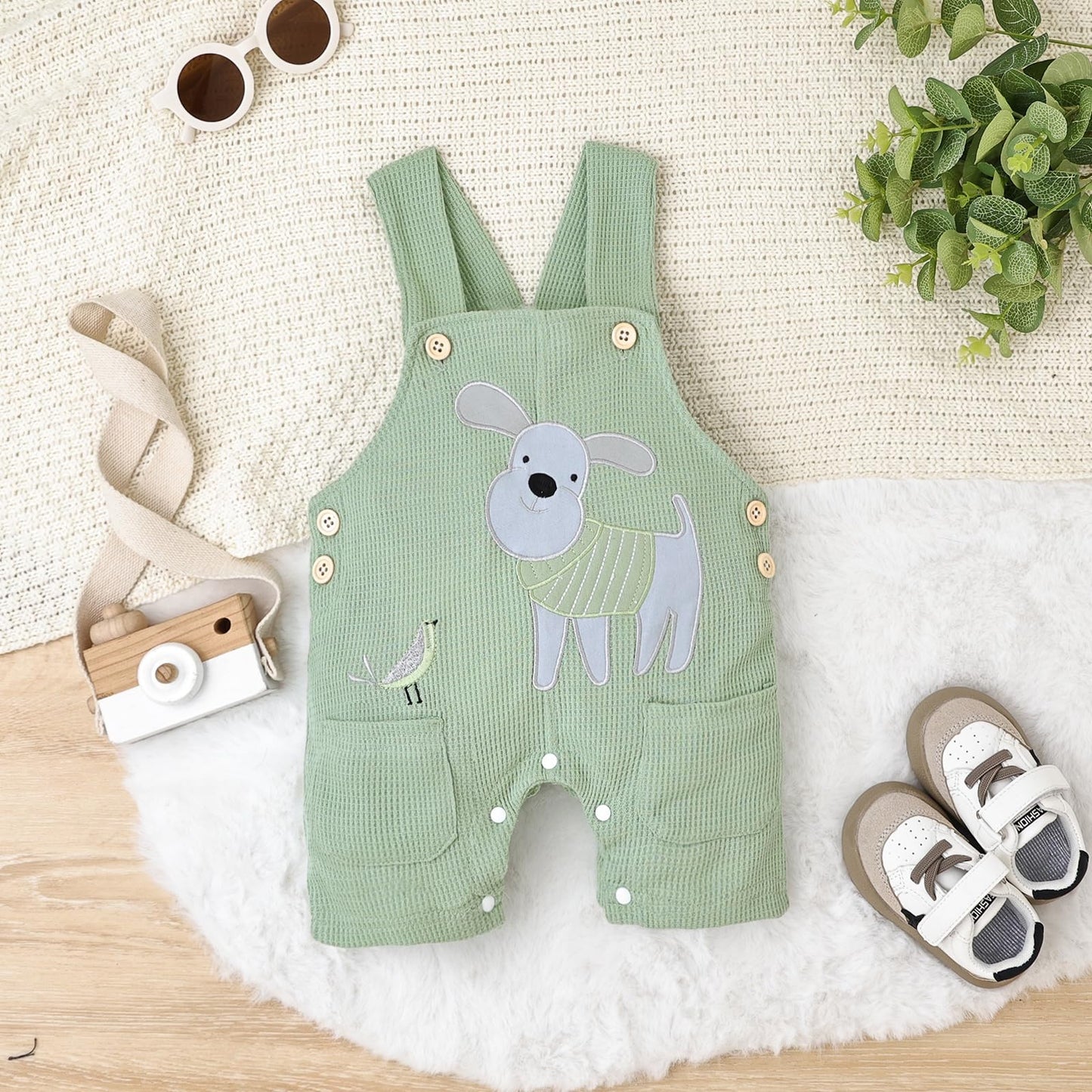 Baby Boy Clothes Infant Summer Outfits Short Sleeve Striped Romper Cute Cartoon Dog Overall Pants Set 2pcs 0-18 Months