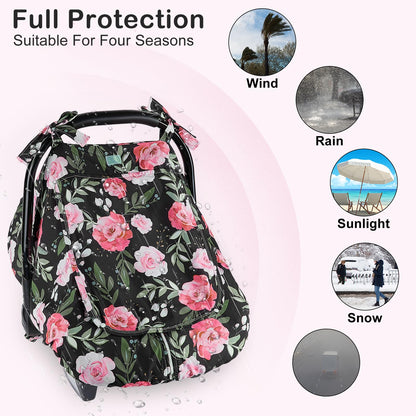Unicorn Castle Baby Car Seat Cover Infant Car Seat Covers for Babies Breathable Car Seat Canopy Mesh Window Carseat Cover for Four Seasons Newborn