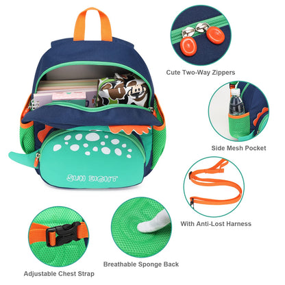 SUN EIGHT Preschool Backpack with Anti-Lost Harness Toddler Backpack School Bag 3D Cartoon Lunch Backpack for Toddler Girls 1-4 Years(Butterfly)