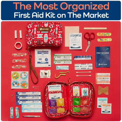 KeepGoing Travel First Aid Kit for Kids – 130 Pc. for Car, Home, Purse, Diaper Bag & Backpack with Latex-Free Bandages - Mini First Aid Kit Travel Size TSA-Approved