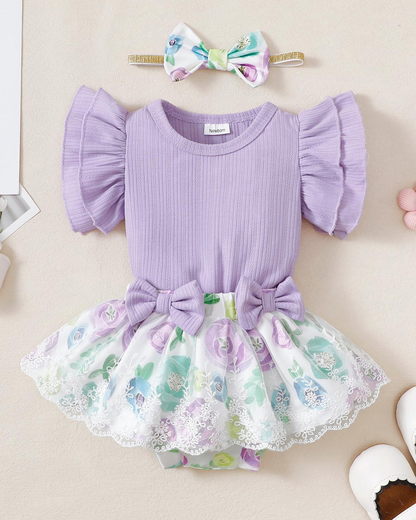 Mioglrie Preemie Clothes Girl Newborn Girl Outfits Infant Baby Girl Clothes Summer Romper Dress Shorts Set