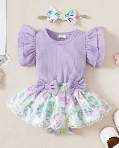 Mioglrie Preemie Clothes Girl Newborn Girl Outfits Infant Baby Girl Clothes Summer Romper Dress Shorts Set