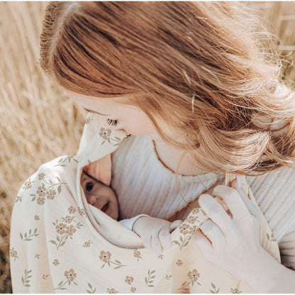 Konssy Muslin Nursing Cover for Baby Breastfeeding, Breathable 100% Cotton Breastfeeding Cover with Rigid Hoop for Mother Nursing Apron, Multi-use Carseat Canopy (Summer Wheat)