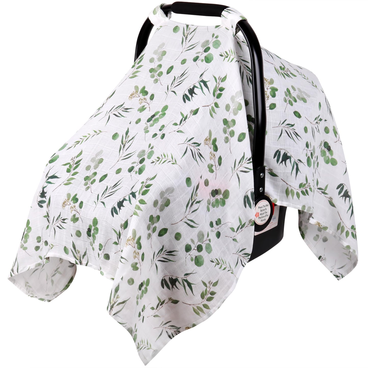 Rquite Car Seat Cover, Muslin Cotton Infant Car Seat Canopy, Breathable Baby Carrier Cover, Summer Stroller Sun Shade, Flower