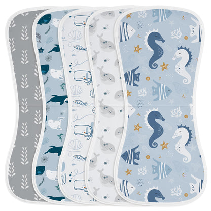 Yoofoss Baby Burp Cloths 5 Pack Burping Cloths for Babies Boys Girls Large 21''X10'' Extra Soft and Absorbent Flowers