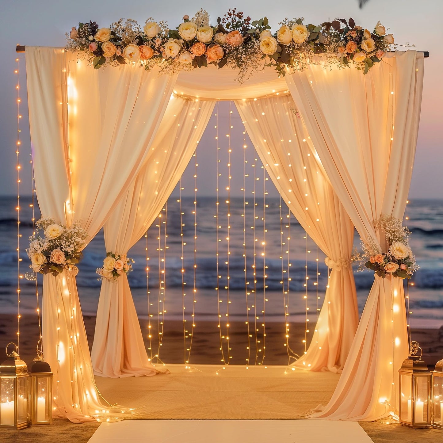 10x10ft Pink Backdrop Curtain with Lights String for Parties Wedding Wrinkle Free Soft Curtains Photo Backdrop Drapes for Girls Birthday Baby Shower Background Decorations 5x10ft, 2 Panels