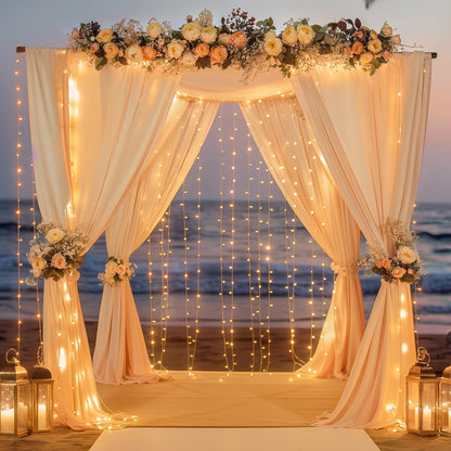 10x10ft Pink Backdrop Curtain with Lights String for Parties Wedding Wrinkle Free Soft Curtains Photo Backdrop Drapes for Girls Birthday Baby Shower Background Decorations 5x10ft, 2 Panels