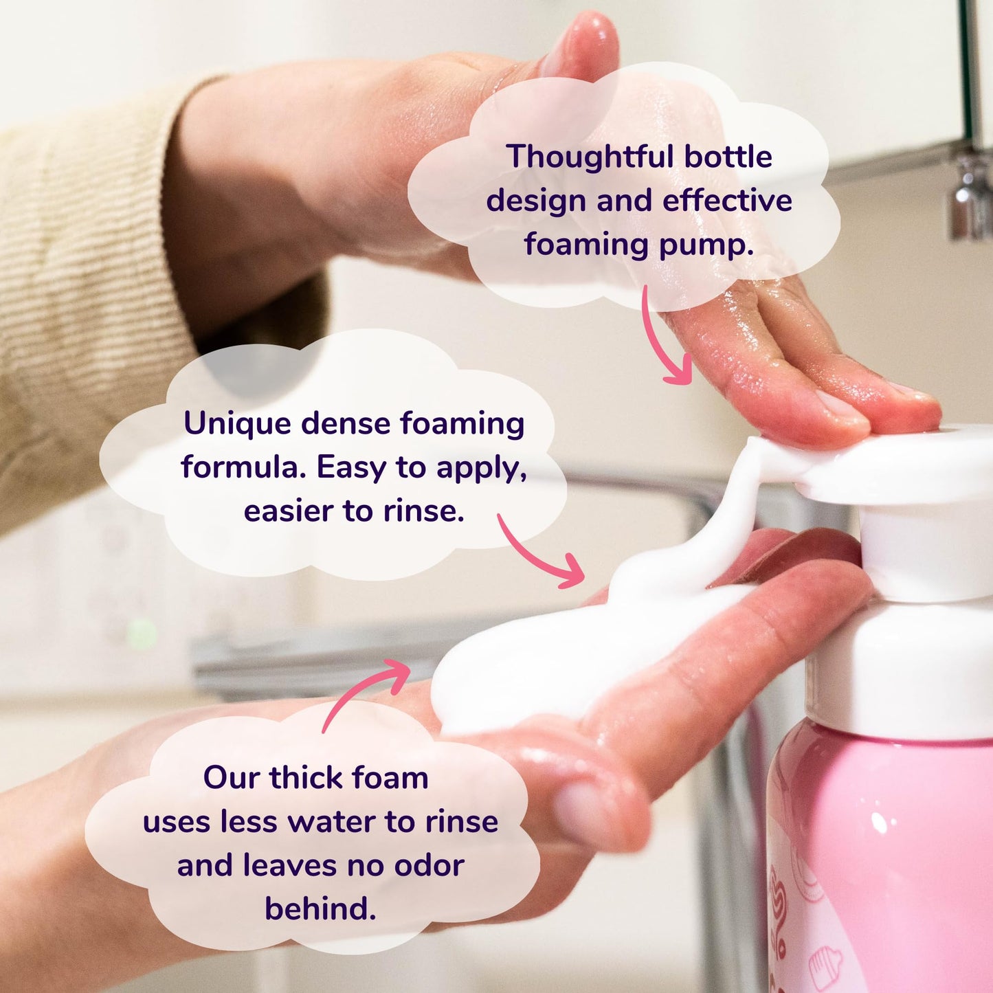 Unscented Foam Bottle Wash, Natural Plant Based Baby Bottle & Dish Soap, No Artificial Fragrance or Additives, Gentle for Washing Bottles, Pacifiers and Toys, Easy Rinse, 15.21 Fl Oz