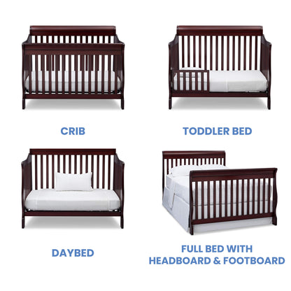 Delta Children Simmons Kids Carter 6-in-1 Convertible Crib - Greenguard Gold Certified, Black Ebony