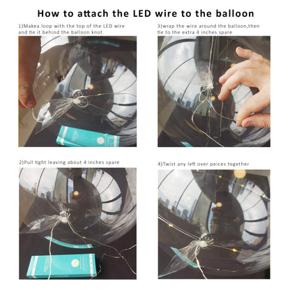 White LED Balloons Light up Bobo Party Balloons DIY kit-Clear Cold White LED Balloons for Helium or Air (cold white, 6 pack)