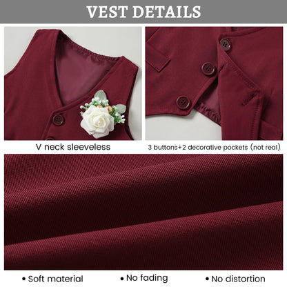 SANMIO Baby Boy Clothes Suits Infant Gentleman Outfit Collared Dress Shirt+Vest+Tie+Corsage+Pants 5Pcs Baby Suit Sets