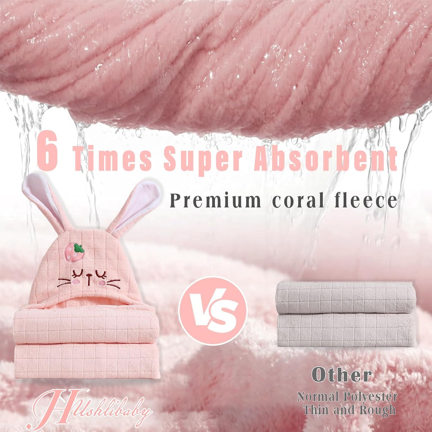 Hooded Baby Towels Set,Baby Towels 2 Pack Soft Thick Absorbency Bath Towel Gift with Animal Design for Newborn,Infant,Toddler,Boys,Girls and Kids,Newborn Essential, 27.5x55Inch(Green Deer&Pink Bunny)