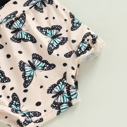 Murnouche Newborn Baby Girl Summer Clothes Sleeveless Floral Top Ribbed Shorts Boho Outfit Set