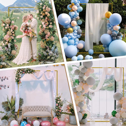 Wokceer Wedding Arch Backdrop Stand Square 6.6FTx6.6FT Gold Metal Balloon Arch Stand Garden Arbor Backdrop Frame for Wedding Birthday Party Baby Shower Photo Booth Background Decoration