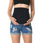 V VOCNI Maternity Denim Shorts Women's Summer High Waist Distressed Cuffed Hem Casual Denim Jeans Short