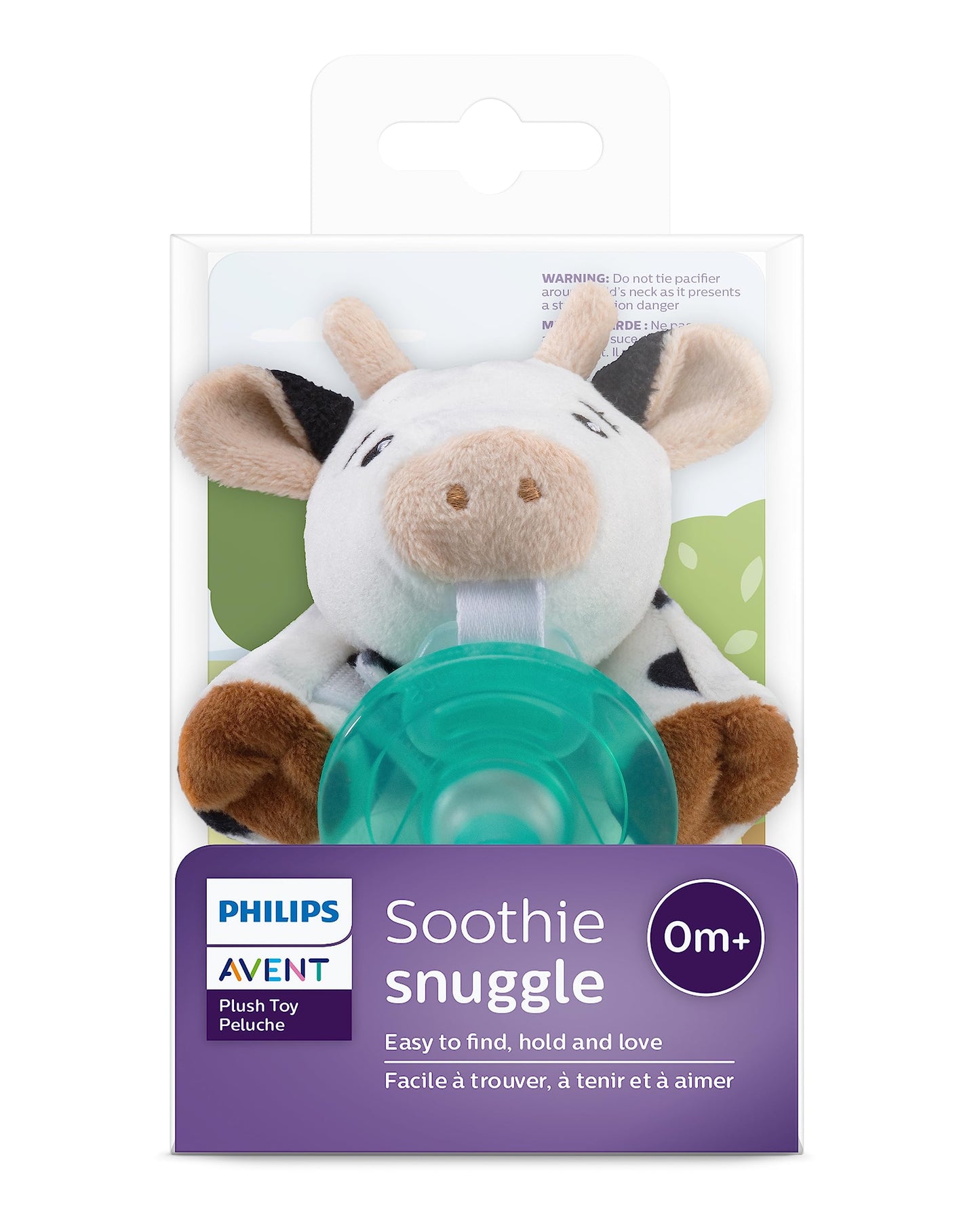 Philips AVENT Soothie Snuggle Pacifier Holder with Detachable Pacifier, 0m+, Giraffe, SCF347/01-1 Count (Pack of 1)