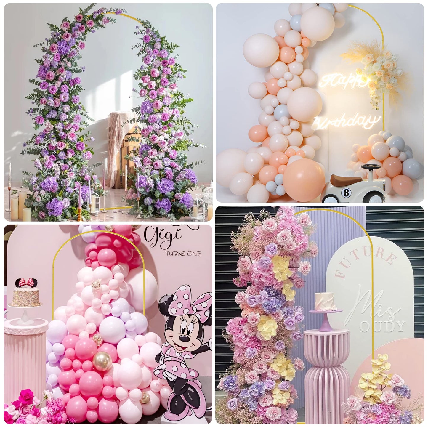 Wokceer 7.2 FT Wedding Arch Backdrop Stand, Gold Metal Arch Backdrop Stand for Wedding Ceremony Birthday Party Bridal Baby Shower Photo Booth Garden Floral Balloon Arches Decoration