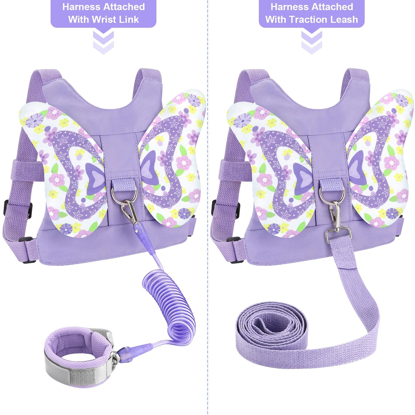Accmor 3 in 1 Toddler Harness Leashes + Anti Lost Wrist Link, Kids Harness Children Leash for Girls, Child Anti Lost Leash Baby Cute Harness Belt Strap Hold Kids Close While Walking
