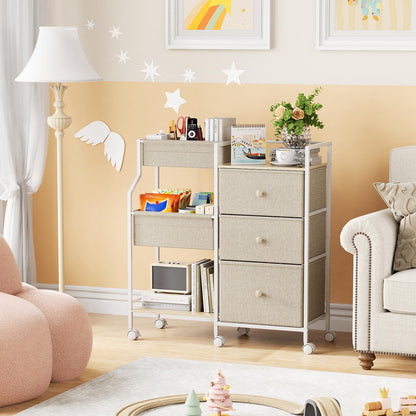 Baby Diaper Caddy Organizer and Storage - 3 Tier Rolling Cart with Dividers and Drawers, Easy To Assemble, Mobile Utility Cart with Wheels for Nursery, Bedroom, Changing Table & Crib