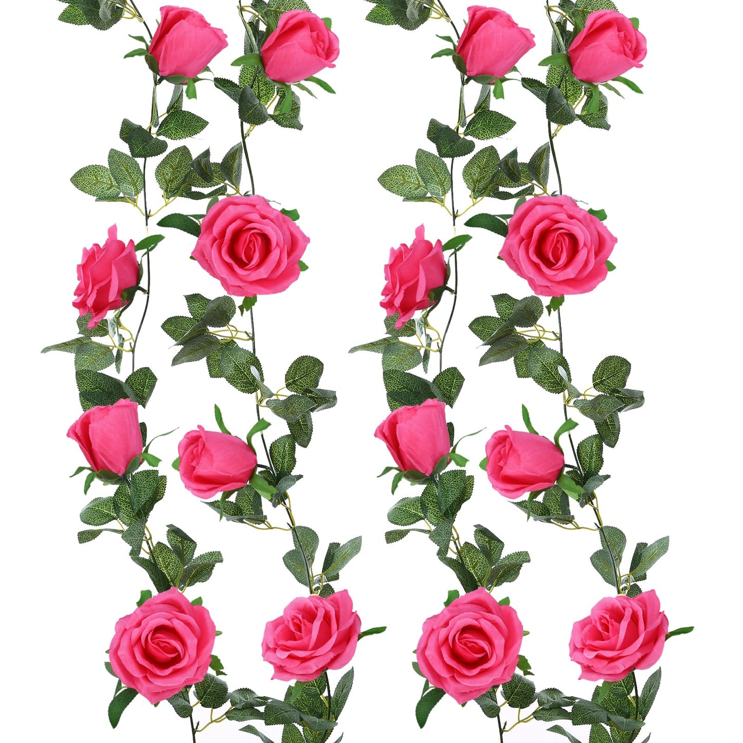 Felice Arts 2 Pack Pink Artificial Rose Garland Each 6.5FT Fake Rose Vine Hanging Floral Garland for Wedding Flowers Table Centerpiece Arrangement Baby Shower Decor