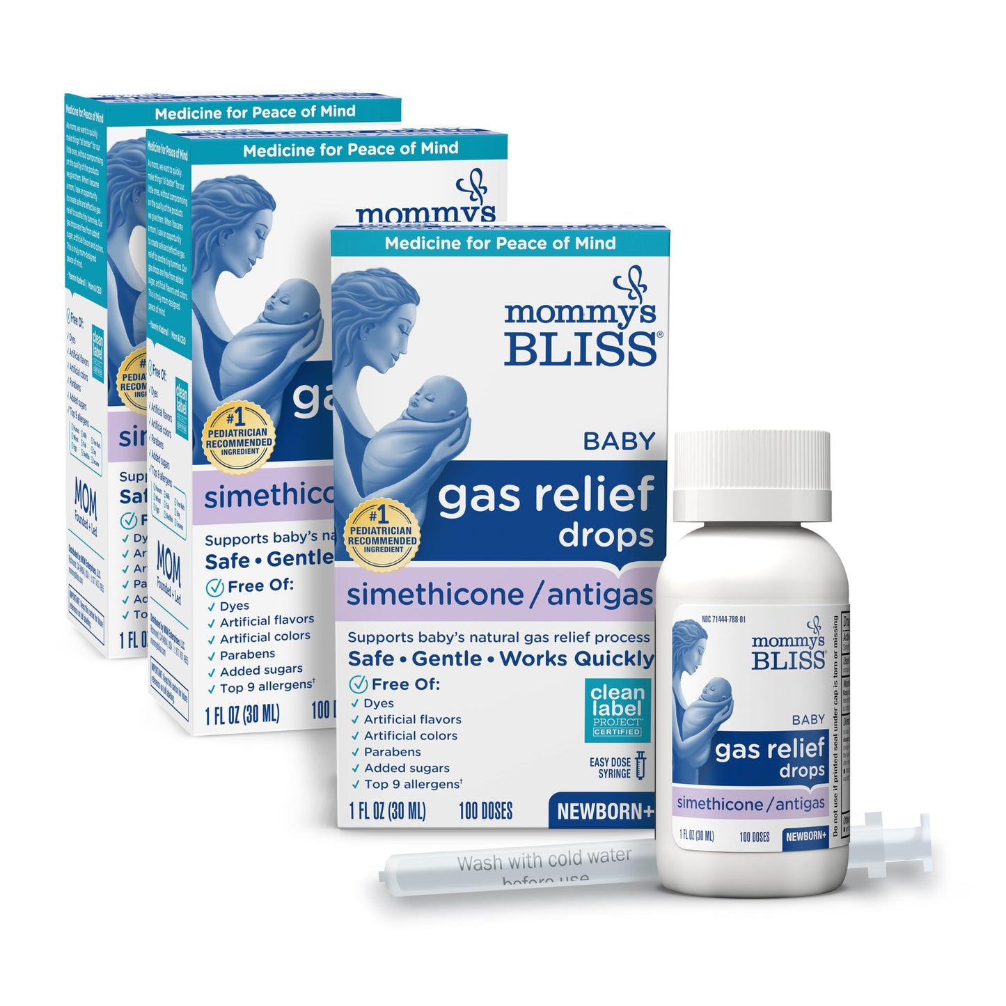 Mommy's Bliss Gas Relief Drops Bottle, Simethicone Drops for Infants, Relieves Stomach Discomfort, Safe & Gentle, Ginger Flavor, 1 Fl Oz (Pack of 1)