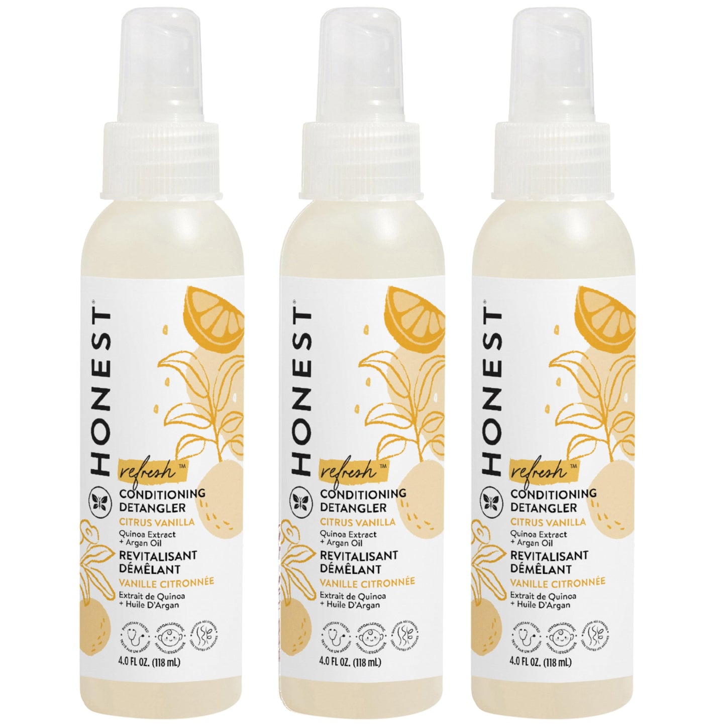 The Honest Company Conditioning Hair Detangler | Leave-in Conditioner + Fortifying Spray | Tear-free, Cruelty-Free, Hypoallergenic | Citrus Vanilla Refresh, 4 fl oz