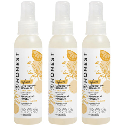 The Honest Company Conditioning Hair Detangler | Leave-in Conditioner + Fortifying Spray | Tear-free, Cruelty-Free, Hypoallergenic | Citrus Vanilla Refresh, 4 fl oz