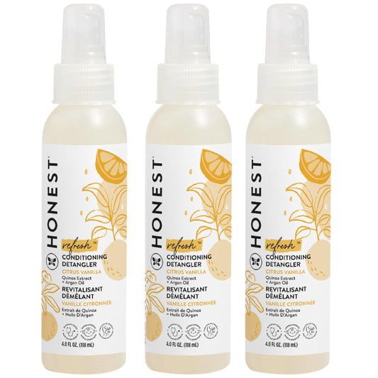 The Honest Company Conditioning Hair Detangler | Leave-in Conditioner + Fortifying Spray | Tear-free, Cruelty-Free, Hypoallergenic | Citrus Vanilla Refresh, 4 fl oz