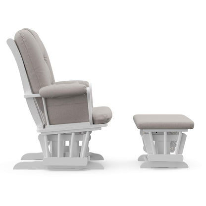 Storkcraft Tuscany Custom Glider and Ottoman with Free Lumbar Pillow (White/Slate Gray Swirl) - Cleanable Upholstered Comfort Rocking Nursery Chair with Ottoman