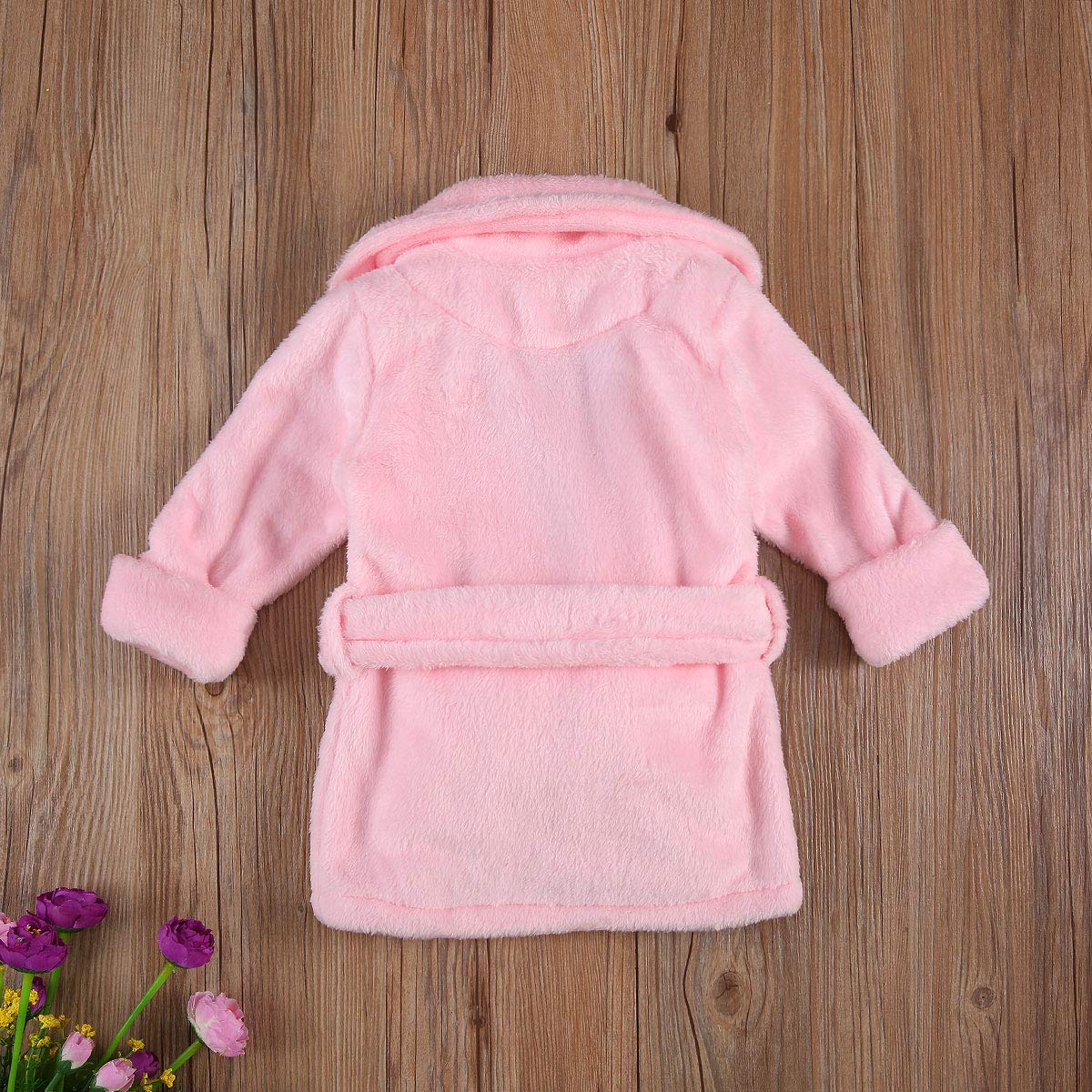 Qiylii Unisex Baby Plush Bathrobe Plain Kimono Gown Newborn Toddler Girls Boys Towel Robe Nightwear Clothes