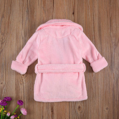 Qiylii Unisex Baby Plush Bathrobe Plain Kimono Gown Newborn Toddler Girls Boys Towel Robe Nightwear Clothes
