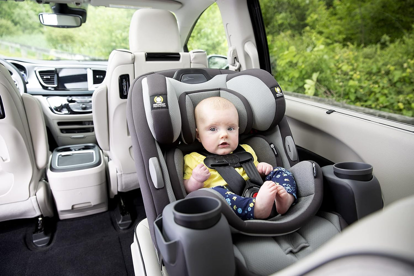 Safety 1st Grow and Go All-in-One Slim Convertible Car Seat, Rear Facing, 5-40 lbs, Forward Facing (30–65 lbs), High Back Booster Seat 40-100 pounds, Dunes Edge