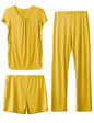 SUNNYBUY Womens Maternity Nursing Pajamas Set, Short Sleeve Breastfeeding Shirts，Pregnancy Shorts & Pants 3 Piece Nursing PJS