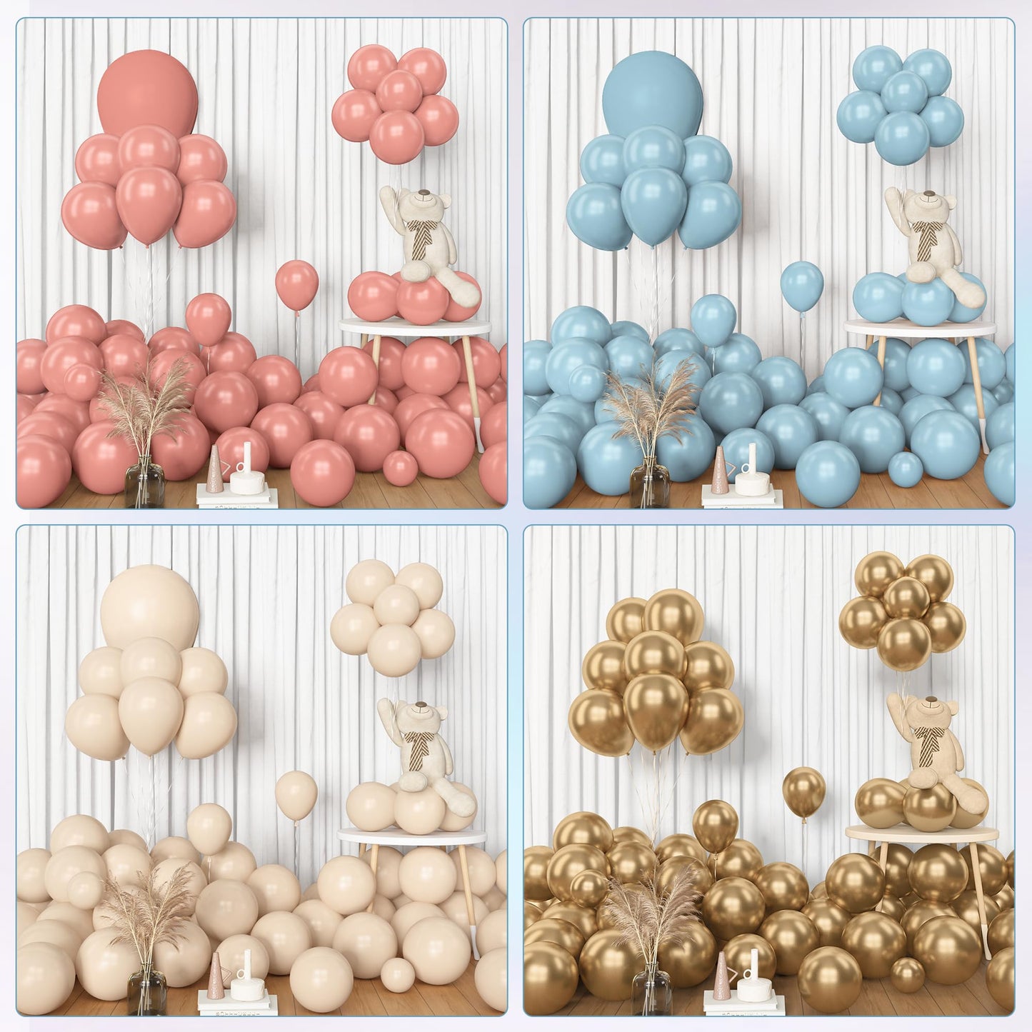 Amandir 153pcs Sage Green Balloon Garland Arch Kit, Different Sizes 18 12 10 5 inch Green Blush Gold Latex Metallic Confetti Gold Balloons for Birthday Baby Shower Wedding Safari Forest Decorations