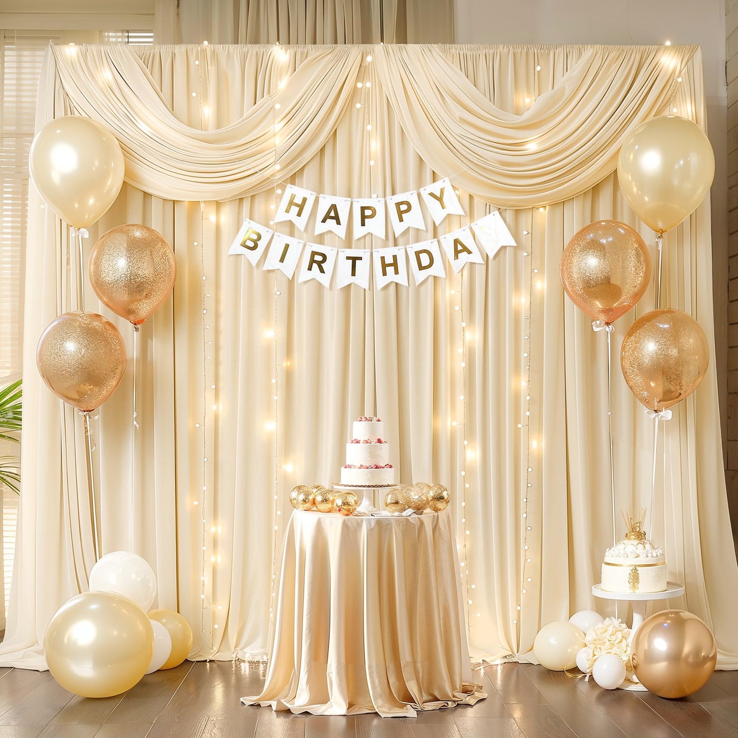 10x10ft Pink Backdrop Curtain with Lights String for Parties Wedding Wrinkle Free Soft Curtains Photo Backdrop Drapes for Girls Birthday Baby Shower Background Decorations 5x10ft, 2 Panels