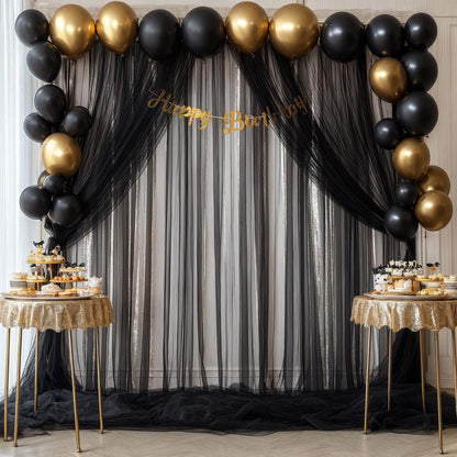 Champagne Tulle Backdrop Curtain for Parties Wedding 10ft×8ft Champagne Sheer Backdrop Curtains for Baby Shower Bridal Shower Reception Birthday Party Christmas Photoshoot Decorations 2 Panels