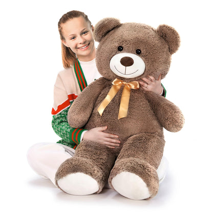 Tezituor 59" Gaint Teddy Bear Stuffed Animal,5ft Life Size Big Teddy Bears,Light Brown Cute Soft Plush Toy,Gifts for Kids Girls Boys Girlfriend Valentine,Christmas,Birthday,Baby Shower,Wedding Party