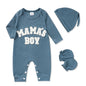 GRNSHTS Newborn Baby Boy Romper Coming Home Outfits Letter Print Bodysuit Jumpsuit+Hat+Gloves 3PCS Clothes Set