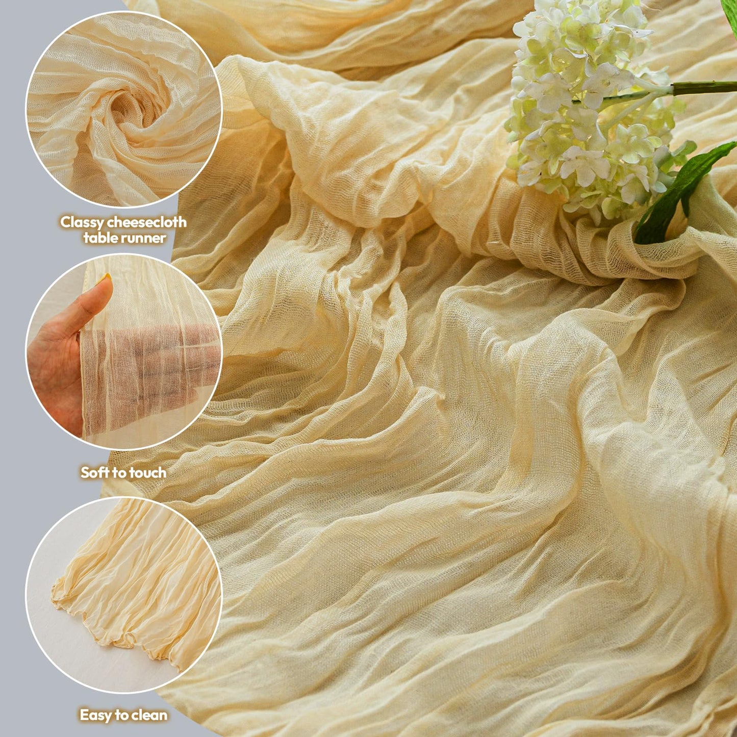 Light Pink Cheesecloth Table Runner 10ft Boho Rustic Gauze Cheese Cloth Spring Decor for Wedding Party Bridal Baby Shower Birthday Table Decorations
