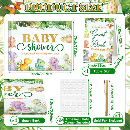 27 Pcs Butterfly Floral Baby Shower Guest Book Set Baby Shower Sign in Guest Floral Book Place Table Cards with Gold Pen Adhesive Photo Corner for Birthday Party