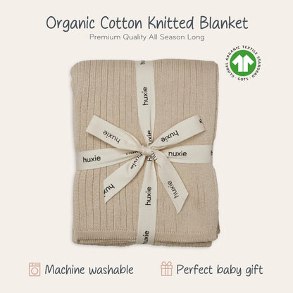 Knitted Organic Cotton Baby Blanket- Swaddle Blanket, 30" x 40" Soft Receiving Blanket for Newborn (Mochachino)