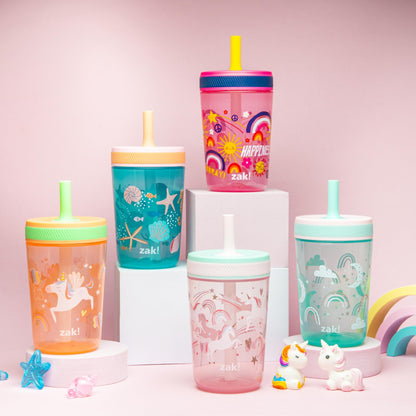 Zak Designs Disney Princess Kelso Toddler Cups For Travel or Home, 15oz 2-Pack Plastic Sippy Cups, Leak-Proof For Kids (Ariel, Aurora, Belle, Cinderella, Jasmine, Mulan, Rapunzel, Tiana)