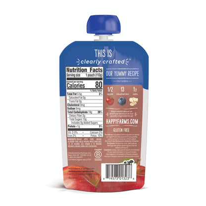 Happy Baby Organic Baby Food, Apples, Blueberries & Oats, 4 Oz
