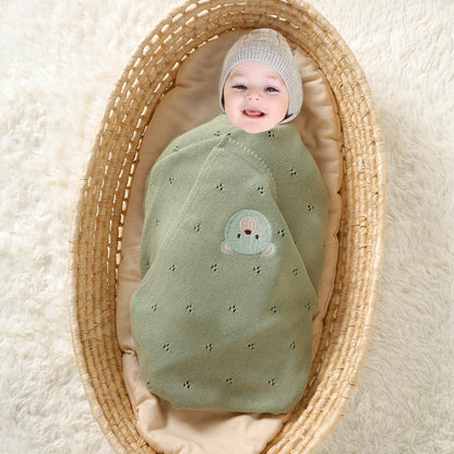 mimixiong Organic Cotton Baby Blanket Neutral Knitted Soft Crib Nursery Swaddling Receiving Blankets for Newborn Baby Boy Girl 40x30 Inch (Oatmeal)