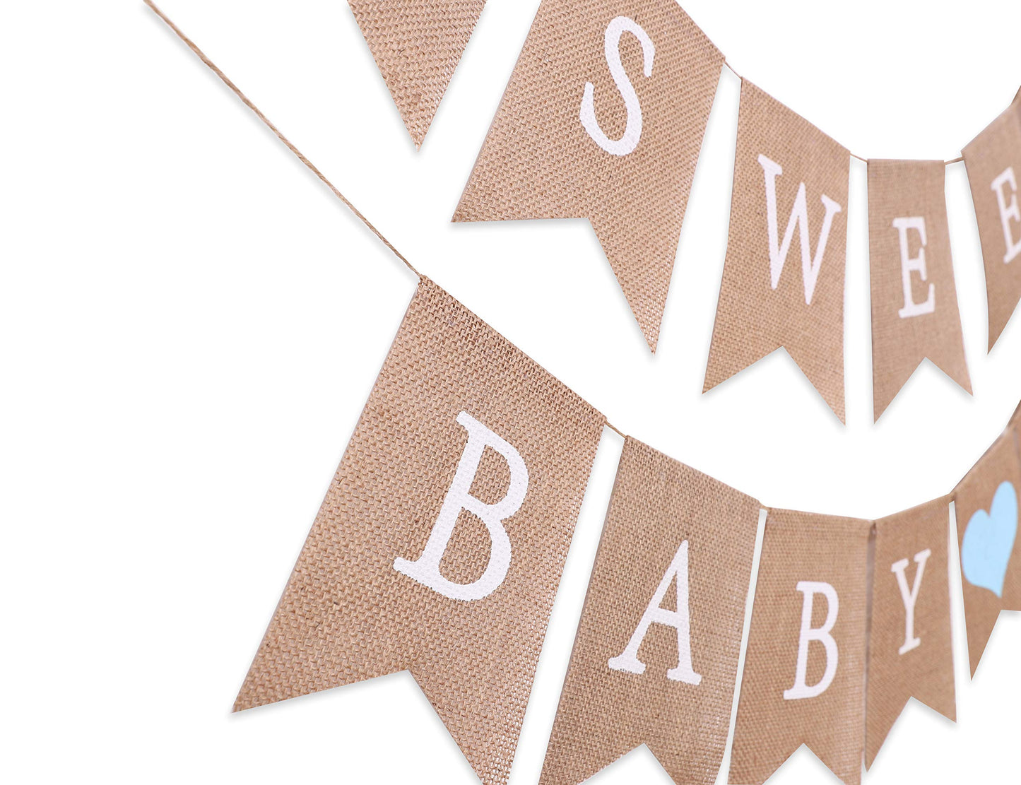 Sweet Baby Boy Burlap Banner - Rustic Baby Shower Decorations, Photo Props (Sweet Baby Boy Blue)