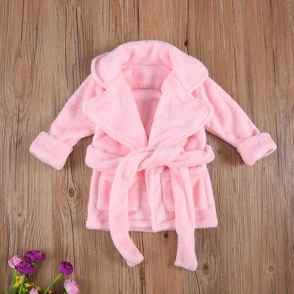 Qiylii Unisex Baby Plush Bathrobe Plain Kimono Gown Newborn Toddler Girls Boys Towel Robe Nightwear Clothes