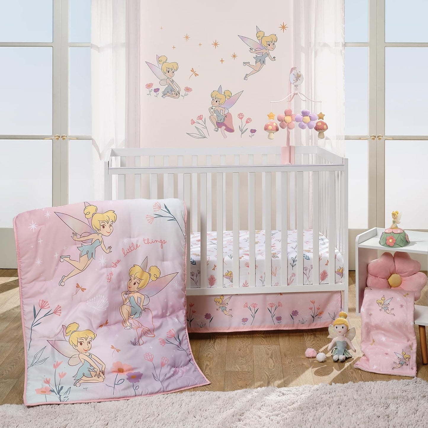 Bedtime Originals Disney Tinker Bell Floral Musical Baby Crib Mobile Soother Toy