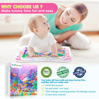 Infinno Inflatable Tummy Time Mat Premium Baby Water Play Mat for Infants and Toddlers Baby Toys for 3 to 24 Months, Strengthen Your Baby's Muscles, Portable