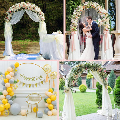 DDMY Wedding Backdrop Stand, 7.9 FT Thickened Metal Semicircular Square Base Arch, Portable Balloon Stand Kit for Ceremony, Birthday Party, Baby Shower, Christmas, New Year Decoration